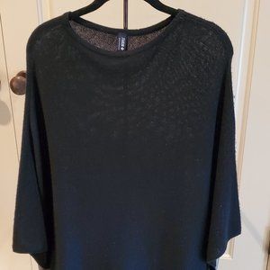 Beryll Black Women’s Poncho Assymetrical Hem 100% Cashmere One Size